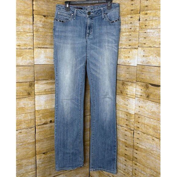 ROCK 47 BY WRANGLER JEWELED CROSS CLASSIC CASUAL WESTERN BOOTCUT JEANS SZ. 10X34 - Picture 1 of 6